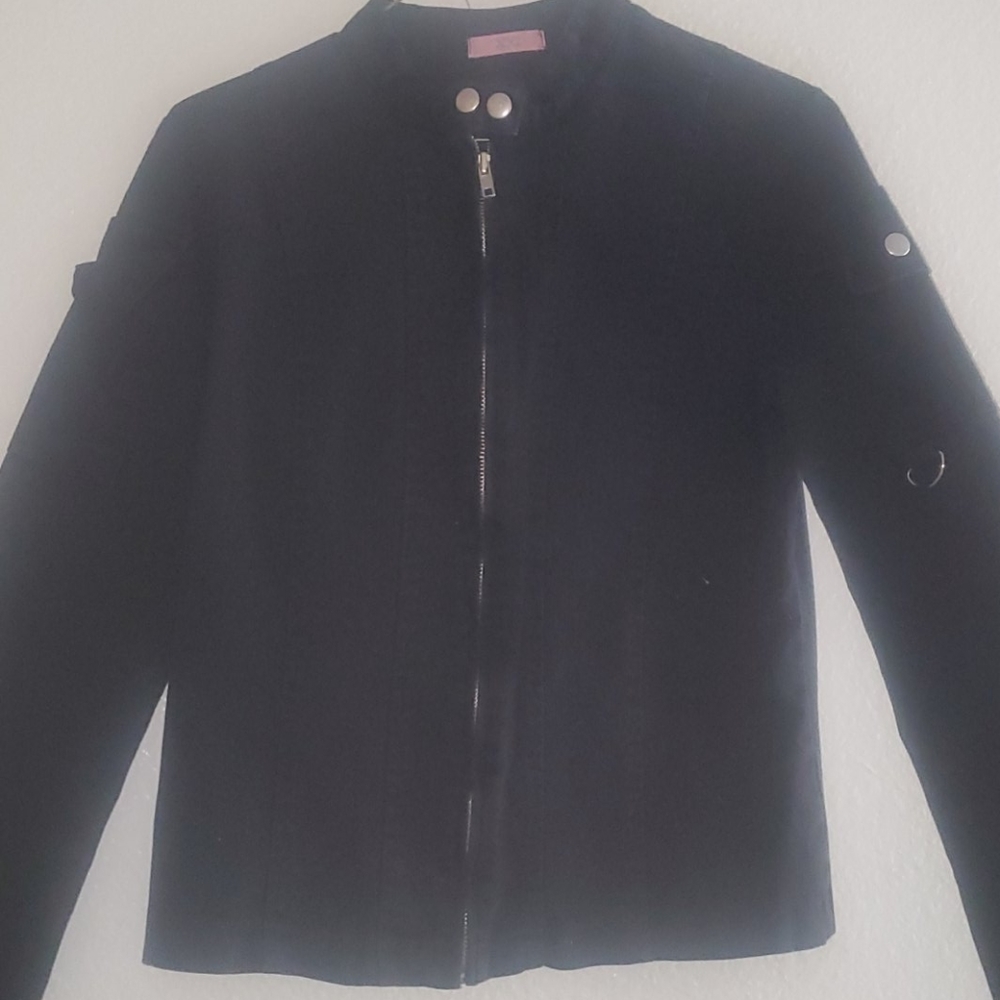 Black biker style denim jacket